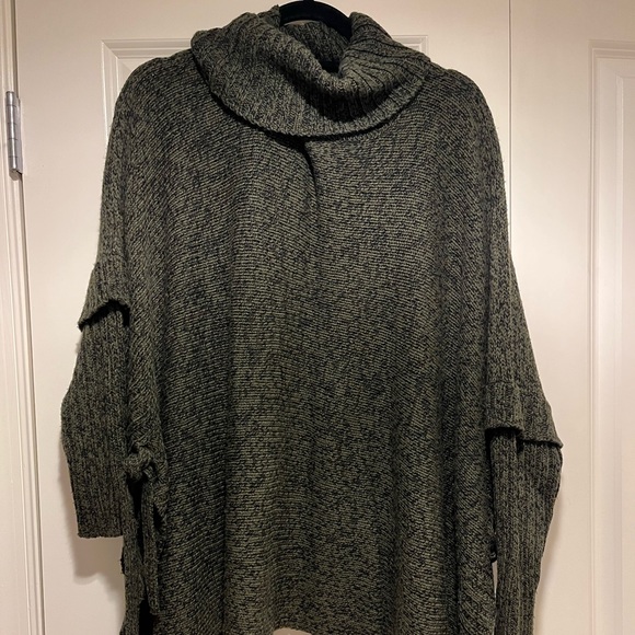 Design Lab Olive Green Turtleneck Poncho Sweater - Picture 3 of 3